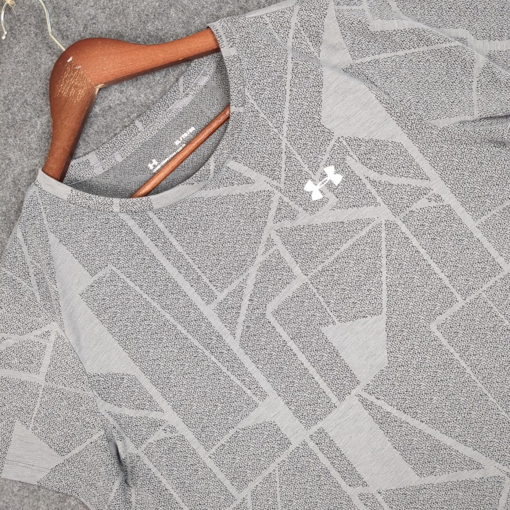 Under Armour HeatGear Gray Geometric Abstract Print Loose Fit T-Shirt Mens XL